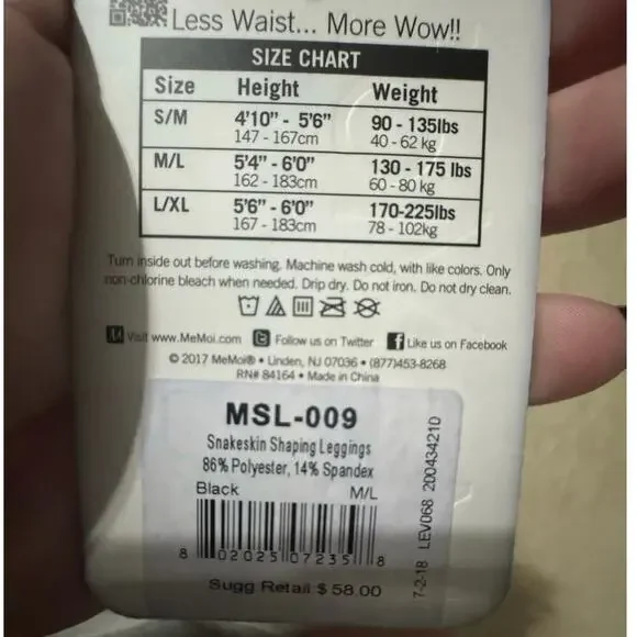 5/$25 NWT Snakeskin Print Black Leggings Size M/L - Picture 8 of 9